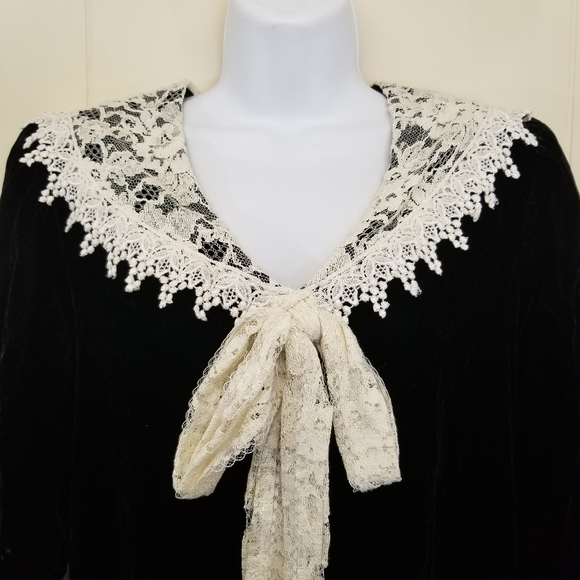 Scott McClintock 4 Dress Black Velvet Lace Collar - Picture 2 of 5